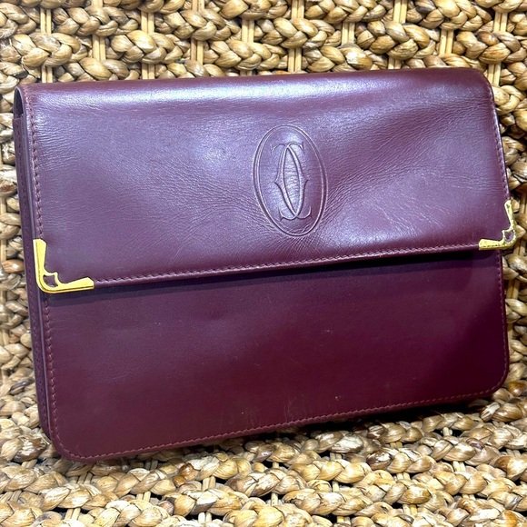Cartier Burgundy Leather Clutch